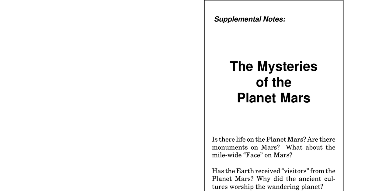 Chuck Missler   Mysteries Of Planet Mars (1996)